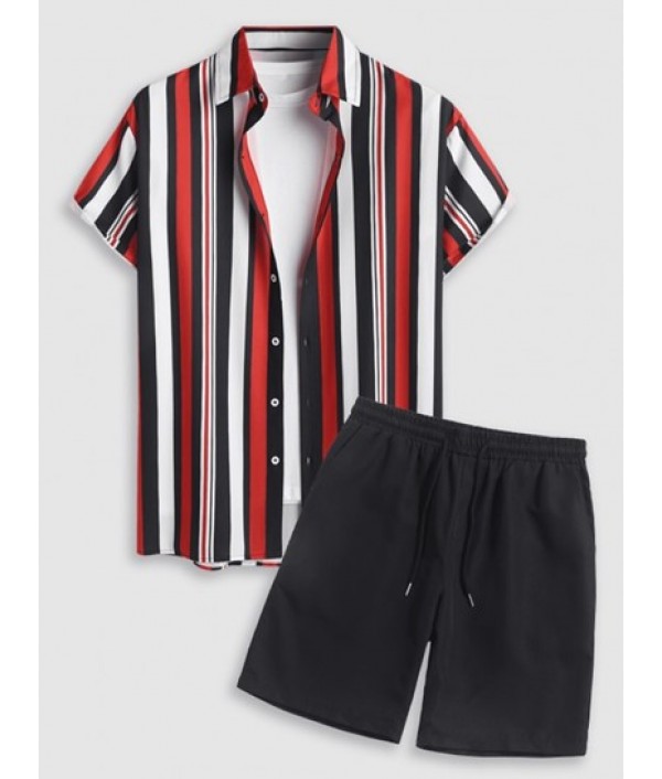 Men's Casaul Colorblock Vertical Striped...