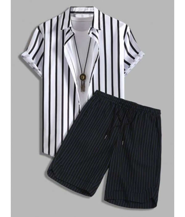 Striped Short Sleeves Shirt An...