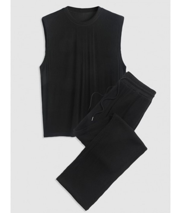 Men's Casual Basic Two Piece Set Solid C...