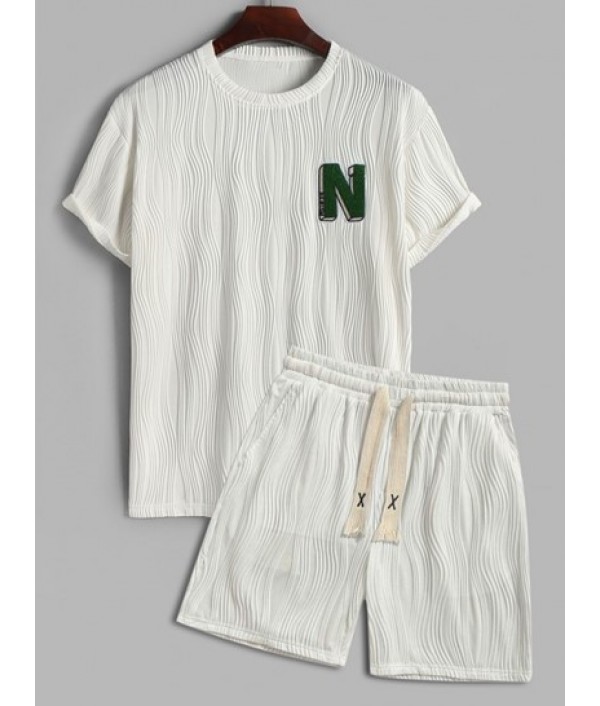 Men's Wave Jacquard Textured Fluffy Lett...