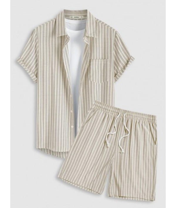 Striped Pattern Short Sleeves ...