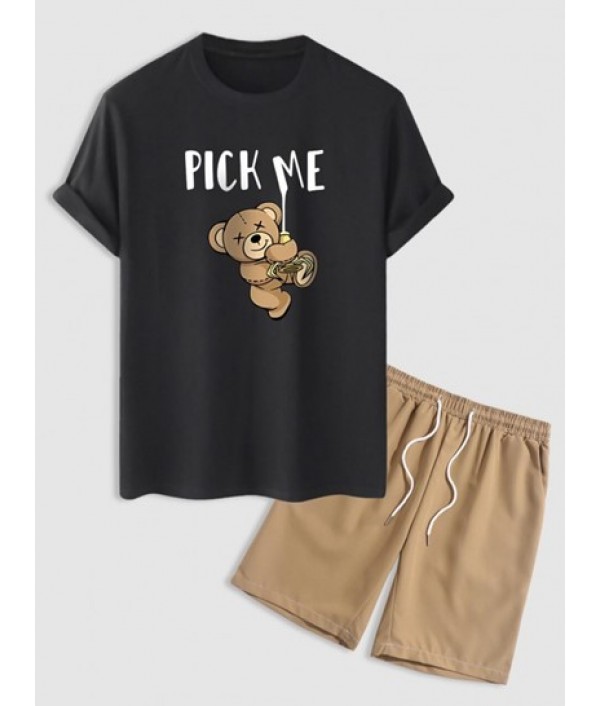 PICK ME Bear Print Short Sleeve T Shirt ...