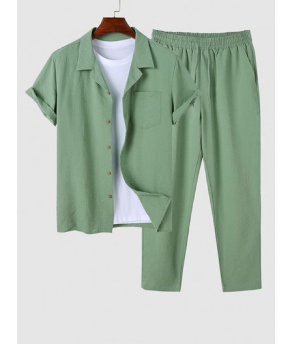 Men's Solid Color Lapel Collar...