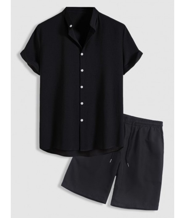 Solid Color Stand Collar Short...