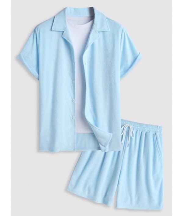 Men's Solid Color Lapel Collar...