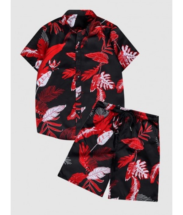 Men's Tropical Leaves Printed ...