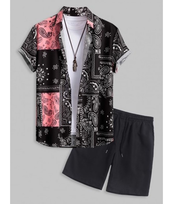 Ethnic Style Paisley Pattern Short Sleev...