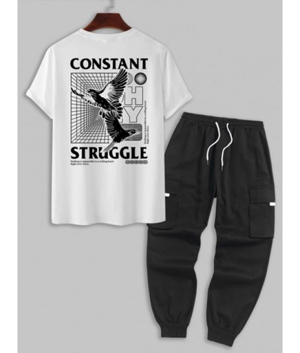 Men's Daily Casual Short Sleeve Eagle Le...