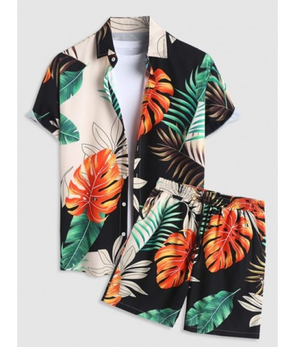 Men's Tropical Palm Leaves Printed Short...