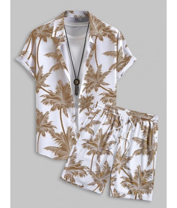 Men's Tropical Coconut Tree Print Hawaii...