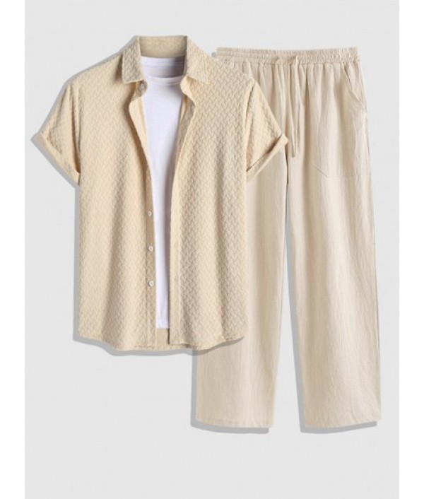 Men's Geometric Jacquard Terry Cloth Sho...