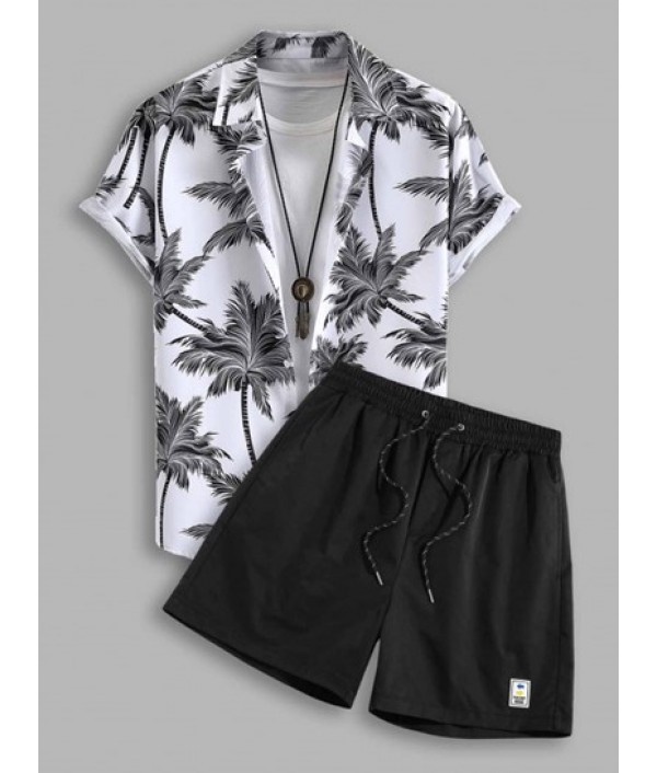 Men's Tropical Print Hawaiian Summer Bea...