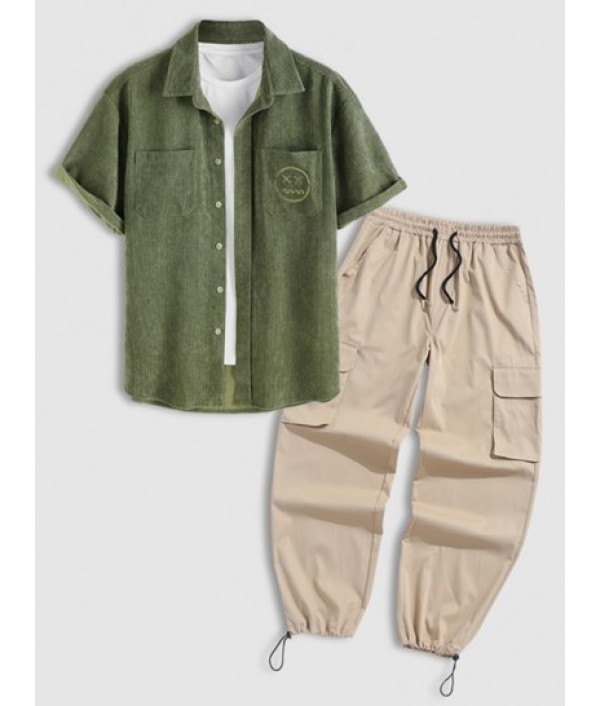 Smile Face Embroidered Pocket ...