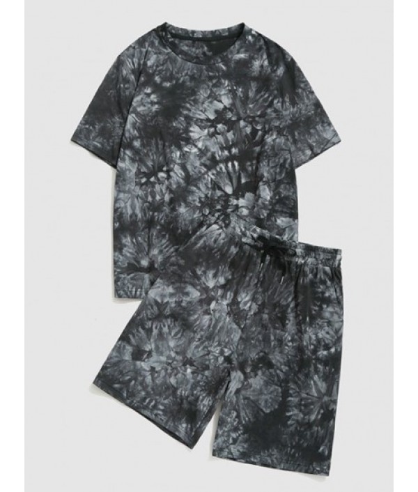 Tie Dye Print T-shirt And Shorts Set