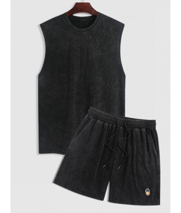 Men's Vintage Washed Crew Neck Sleeveles...