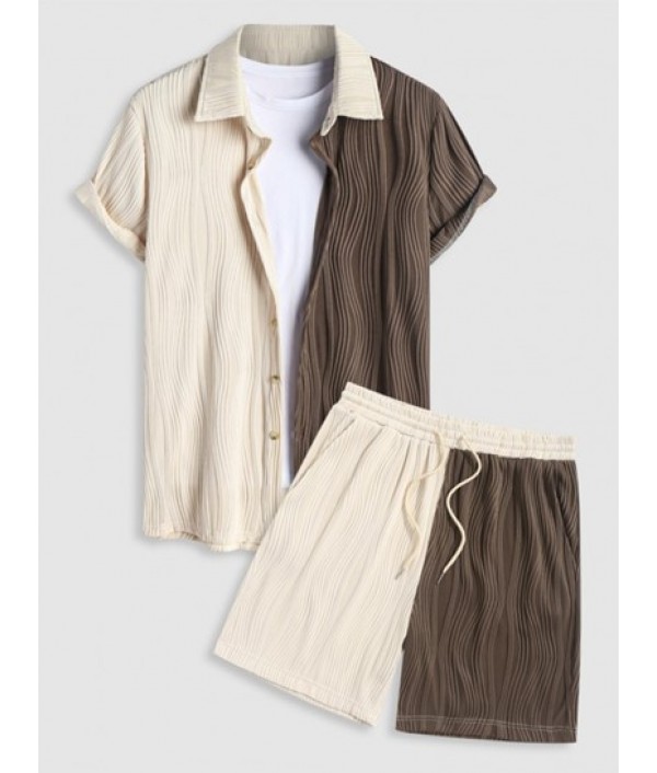 Two Tone Colorblock Textured S...