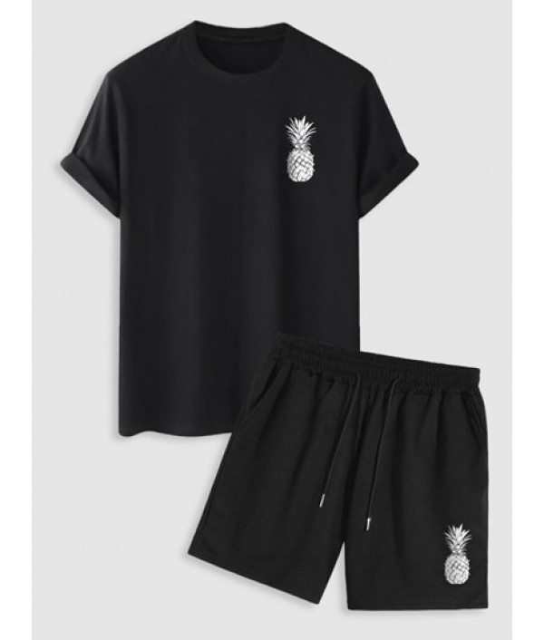 Men's Fruit Pineapple Printed Short Slee...