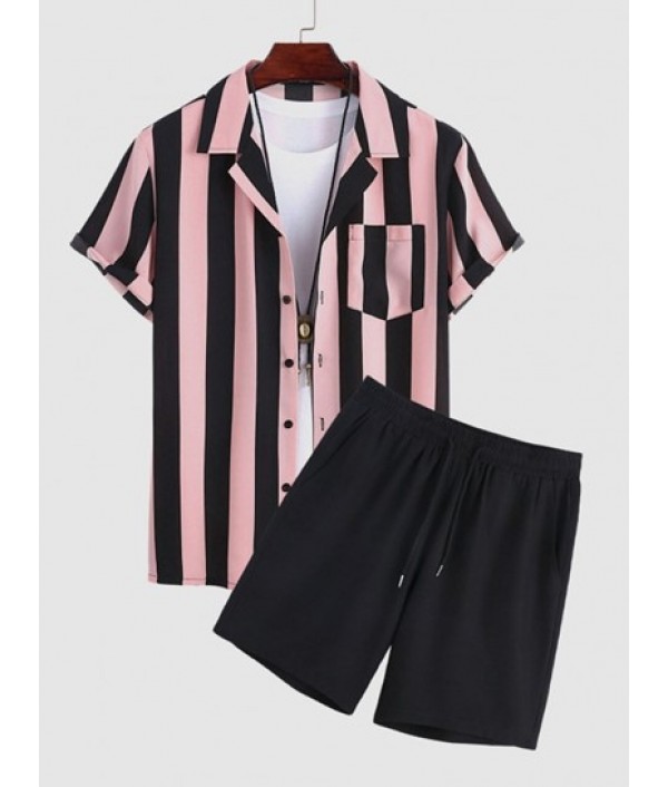 Men's Lapel Collar Short Sleev...