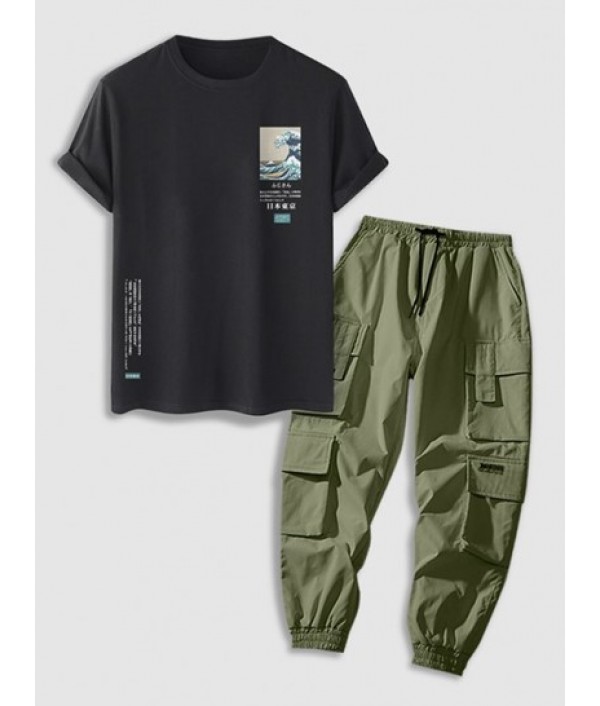 Japanese Sea Wave Printed Short Sleeves ...