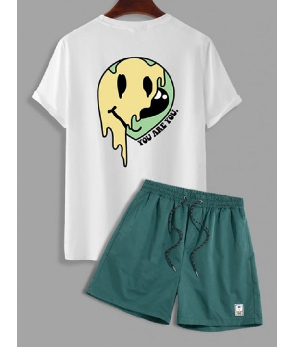 Cartoon Smile Face Pattern Short Sleeves...