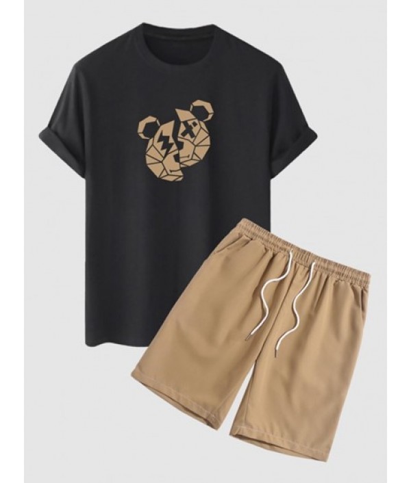 Men's Bear Print Short Sleeve T Shirt An...