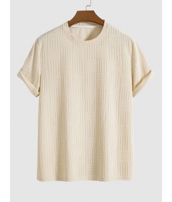 Jacquard Terry Cloth Textured Short Sleeves T Shirt With Shorts Two Piece Set Jacquard Terry Cloth Textured Short Sleeves T Shirt With Shorts Two Piece Set