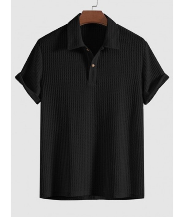 Men's Plain Color Tartan Jacquard Weave Textured Polo Collar Short Sleeves T-shirt And Solid Color Pockets Beam Feet Drawstring Streetwear Cargo Pants Men's Plain Color Tartan Jacquard Weave Textured Polo Collar Short Sleeves T-shirt And Solid Color Pockets Beam Feet Drawstring Streetwear Cargo Pants