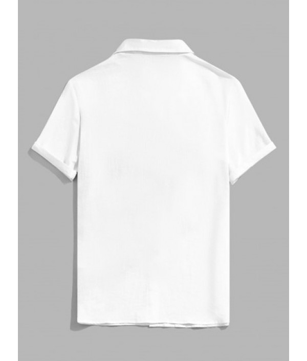 Floral Shirt And Drawstring Pockets Shorts Set Floral Shirt And Drawstring Pockets Shorts Set