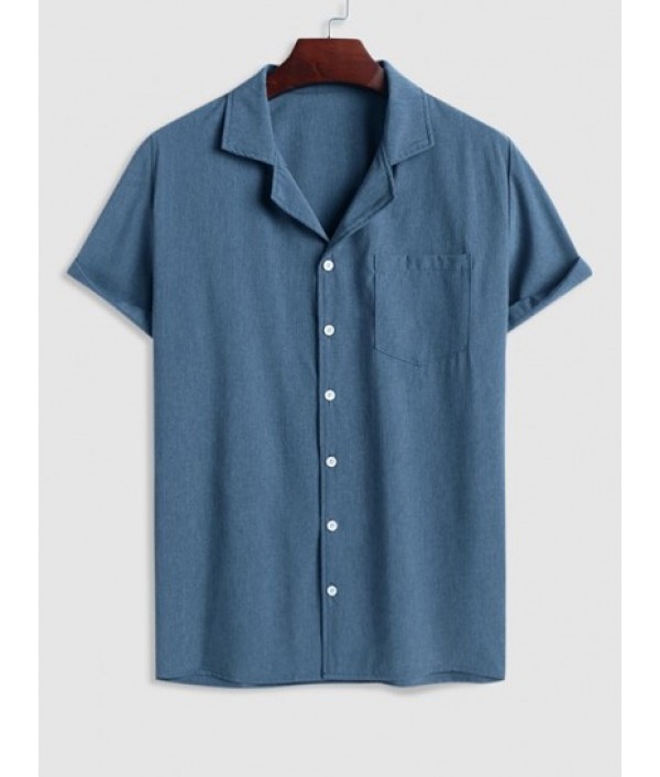 Men's Lapel Collar Short Sleeves Front Pocket Design Button Up Casual Shirt And Basic Casual Shorts Set Men's Lapel Collar Short Sleeves Front Pocket Design Button Up Casual Shirt And Basic Casual Shorts Set