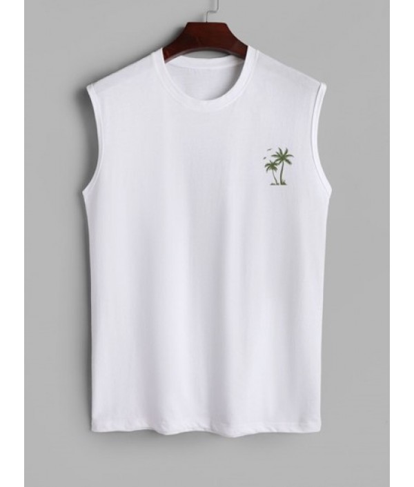 Men's Casual Athleisure Style Vacation Palm Tree Graphic Printed Basic Muscle Tank Top With Drawstring Sweat Shorts Set Men's Casual Athleisure Style Vacation Palm Tree Graphic Printed Basic Muscle Tank Top With Drawstring Sweat Shorts Set