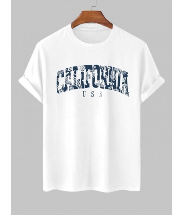 Men's Vintage Ethnic Style Paisley CALIFORNIA Graphic Pattern Crew Neck Short Sleeves T-shirt And Drawstring Summer Beach Vacation Shorts Set Men's Vintage Ethnic Style Paisley CALIFORNIA Graphic Pattern Crew Neck Short Sleeves T-shirt And Drawstring Summer Beach Vacation Shorts Set