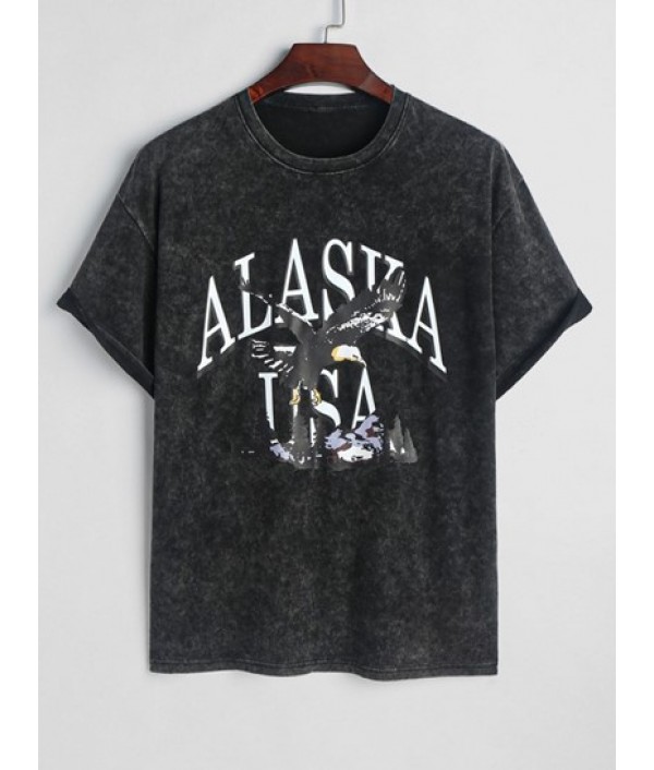 Men's Retro Washed Casual ALASAK USA Letter Eagle Graphic Drop Shoulder Short Sleeves 100% Cotton T Shirt And Pineapple Embroidered Applique Design Drawstring Casual Shorts Set Men's Retro Washed Casual ALASAK USA Letter Eagle Graphic Drop Shoulder Short Sleeves 100% Cotton T Shirt And Pineapple Embroidered Applique Design Drawstring Casual Shorts Set