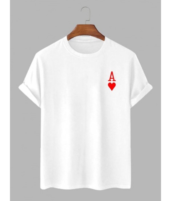 100% Cotton Playing Card Heart A Print Short Sleeves T Shirt And Shorts Set