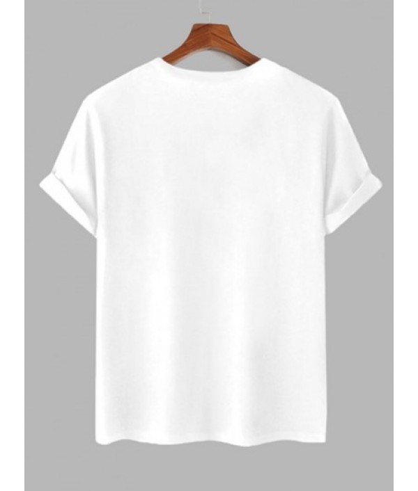 Men's Short Sleeves Cotton Heart Drippy Smile Face T Shirt And Solid Color Basic Casual Bermuda Shorts Set