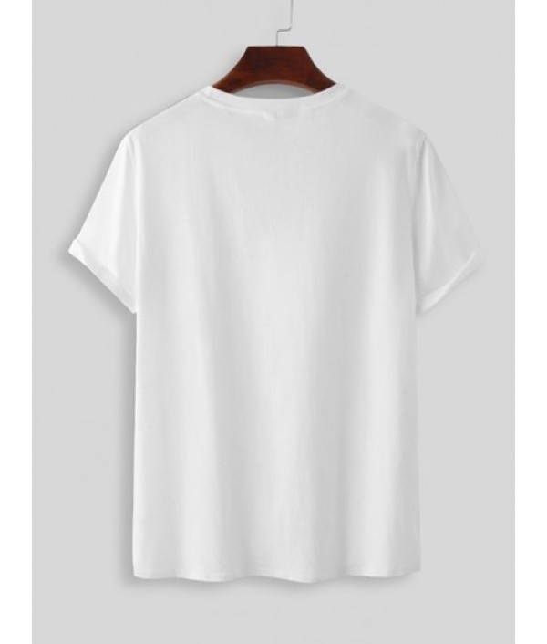 Men's Casual Streetwear Letter Slogan Smile Face Graphic Printed Short Sleeves T-shirt And Solid Color Basic Drawstring Bermuda Shorts Set Men's Casual Streetwear Letter Slogan Smile Face Graphic Printed Short Sleeves T-shirt And Solid Color Basic Drawstring Bermuda Shorts Set