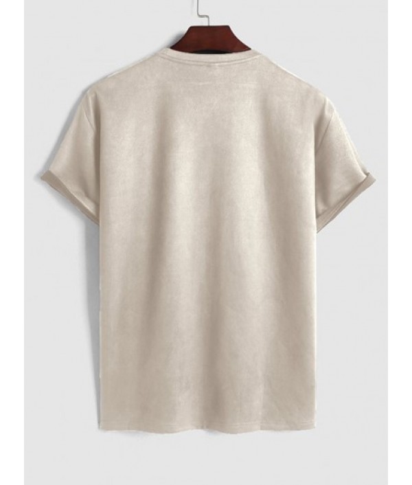 Faux Suede Short Sleeves T-shirt And Shorts Set