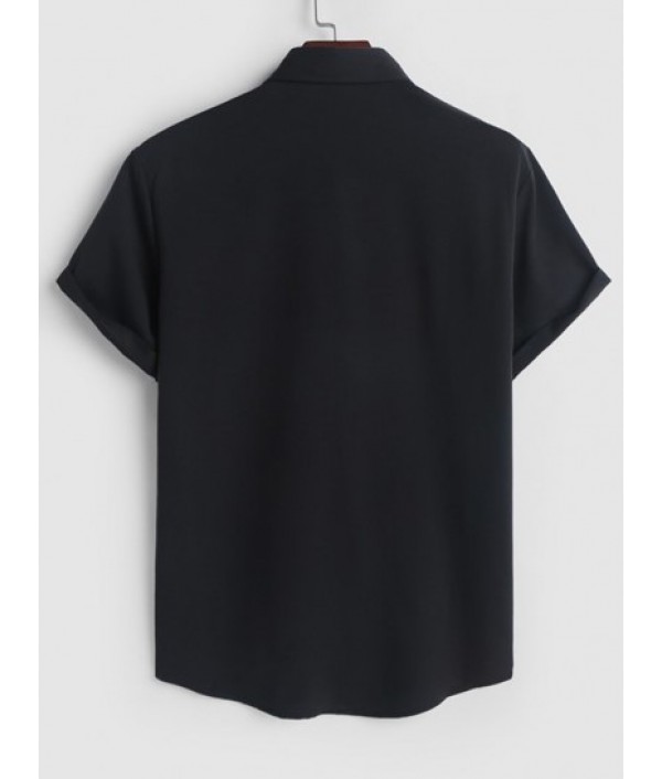 Men's Daily Two Piece Set Slogan Rose Pattern Short Sleeves Shirt With Solid Color Basic Casual Shorts Set Men's Daily Two Piece Set Slogan Rose Pattern Short Sleeves Shirt With Solid Color Basic Casual Shorts Set