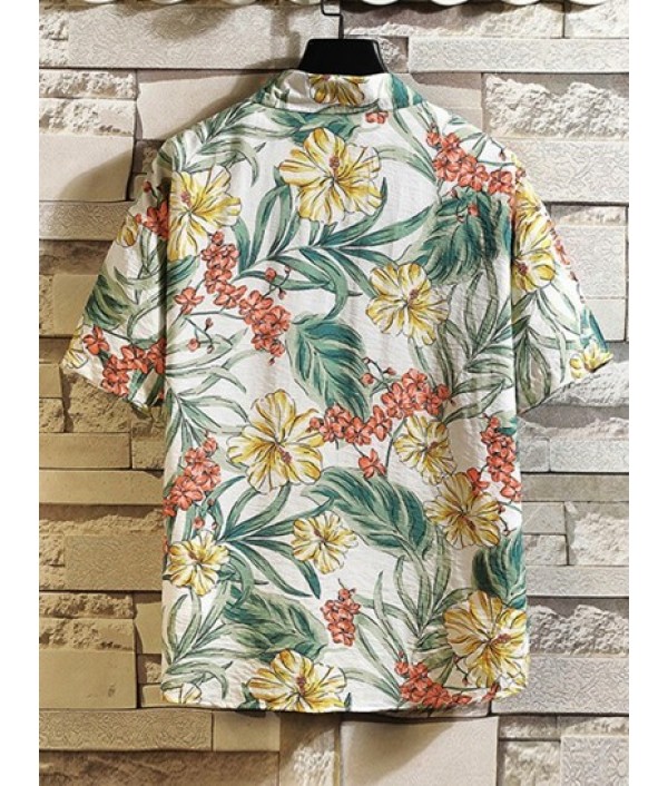 Men's Summer Beach Vacation Matching Co Ord Tropical Leaves Plant Floral Print Short Sleeves Front Pocket Two Piece Hawaii Shirt And Drawstring Pockets Bermuda Shorts Set Men's Summer Beach Vacation Matching Co Ord Tropical Leaves Plant Floral Print Short Sleeves Front Pocket Two Piece Hawaii Shirt And Drawstring Pockets Bermuda Shorts Set