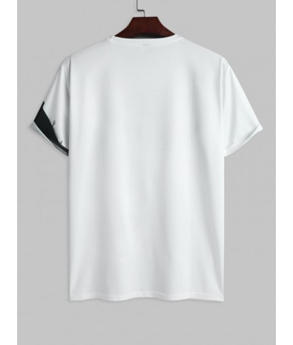 Men's Evil Smile Face Print Colorblock Two Tone Crew Neck Casual Short Sleeve T Shirt And Streetwear Cartoon Drawstring Board Shorts Set Men's Evil Smile Face Print Colorblock Two Tone Crew Neck Casual Short Sleeve T Shirt And Streetwear Cartoon Drawstring Board Shorts Set