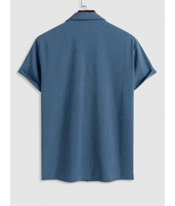 Men's Lapel Collar Short Sleeves Front Pocket Design Button Up Casual Shirt And Basic Casual Shorts Set Men's Lapel Collar Short Sleeves Front Pocket Design Button Up Casual Shirt And Basic Casual Shorts Set