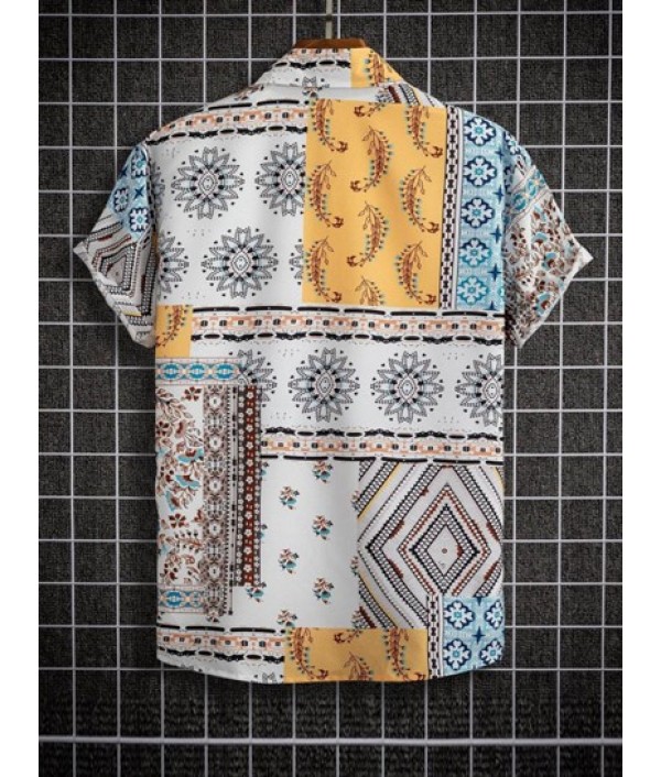 Men's Short Sleeves Retro Floral Print Pattern Block Button Front Shirt And Ethnic Style Paisley Pattern Board Shorts Beach Vacation Set Men's Short Sleeves Retro Floral Print Pattern Block Button Front Shirt And Ethnic Style Paisley Pattern Board Shorts Beach Vacation Set