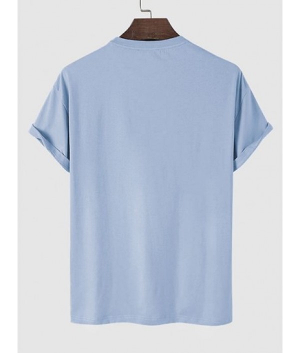 Japanese Sea Wave Printed Short Sleeves T-shirt And Letter Printed Cargo Shorts Set