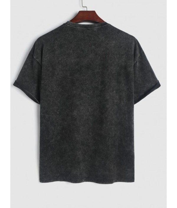 Men's Retro Washed Casual ALASAK USA Letter Eagle Graphic Drop Shoulder Short Sleeves 100% Cotton T Shirt And Pineapple Embroidered Applique Design Drawstring Casual Shorts Set Men's Retro Washed Casual ALASAK USA Letter Eagle Graphic Drop Shoulder Short Sleeves 100% Cotton T Shirt And Pineapple Embroidered Applique Design Drawstring Casual Shorts Set