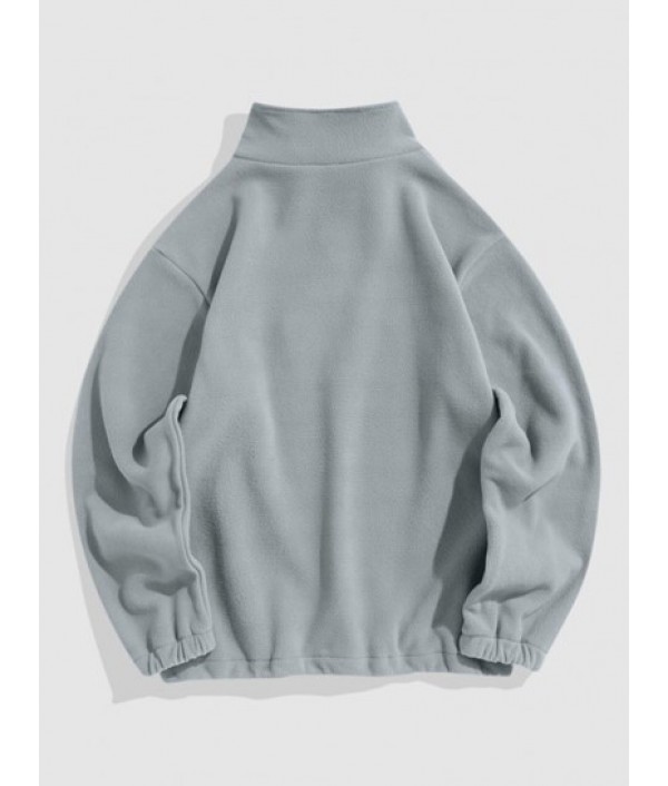 Fuzzy Embroidered Quarter Zip Polar Fleece Sweatshirt And Jogger Cargo Pants Set Fuzzy Embroidered Quarter Zip Polar Fleece Sweatshirt And Jogger Cargo Pants Set