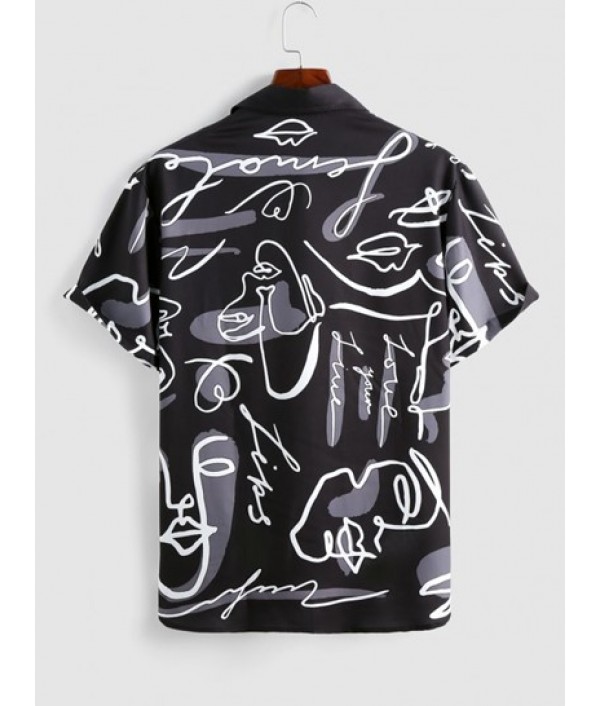 Men's Casual Graffiti Floral Rose Printed Two Tone Colorblock Button Front Short Sleeve Summer Graphic Shirt And Two Tone Colorblock Multi-pockets Design Cargo Pants Set Men's Casual Graffiti Floral Rose Printed Two Tone Colorblock Button Front Short Sleeve Summer Graphic Shirt And Two Tone Colorblock Multi-pockets Design Cargo Pants Set