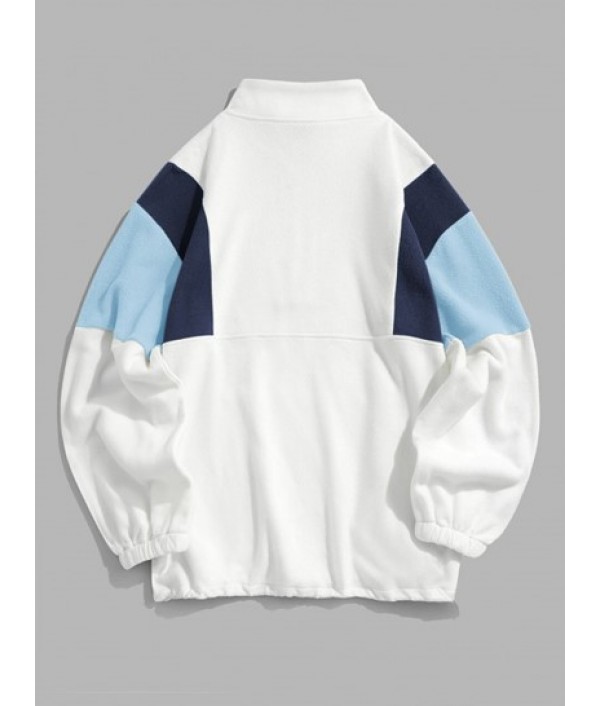 Fluffy Polar Fleece NEW YORK Embroidery Colorblock Half Zip Sweatshirt With Drawstring Jogger Cargo Pants Set Fluffy Polar Fleece NEW YORK Embroidery Colorblock Half Zip Sweatshirt With Drawstring Jogger Cargo Pants Set