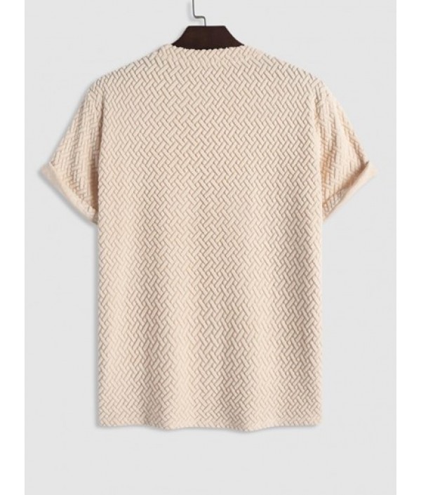 Men's Daily Casual Two Piece Set Terry Cloth Geometric Jacquard Textured Short Sleeves T-shirt With Drawstring Pocket Corduroy Textured Shorts Set Men's Daily Casual Two Piece Set Terry Cloth Geometric Jacquard Textured Short Sleeves T-shirt With Drawstring Pocket Corduroy Textured Shorts Set