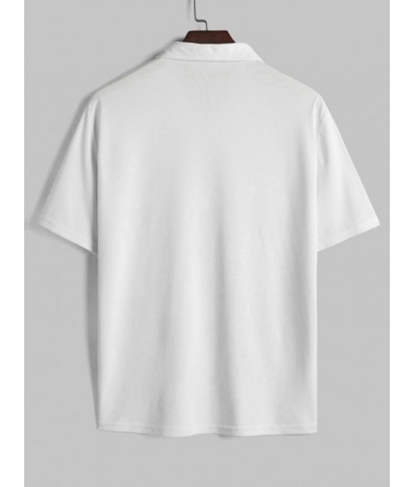 Men's Casual Half Zip Design Polo Collared Basic T-shirt And Drawstring Sweat Shorts Set Men's Casual Half Zip Design Polo Collared Basic T-shirt And Drawstring Sweat Shorts Set