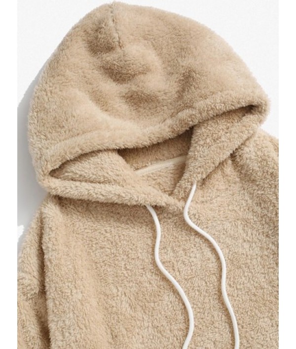 Solid Front Pocket Fluffy Fleece Hoodie And Pants Two Piece Set Solid Front Pocket Fluffy Fleece Hoodie And Pants Two Piece Set