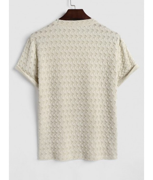 Men's Daily Casual Two Piece Set Double Layered Ripped Design Short Sleeves Round Neck T-shirt With Drawstring Pocket Corduroy Textured Shorts Set Men's Daily Casual Two Piece Set Double Layered Ripped Design Short Sleeves Round Neck T-shirt With Drawstring Pocket Corduroy Textured Shorts Set